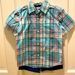 Toddler 2-Piece Plaid Button-Front Shirt & Short Set brand new with tags on 4T